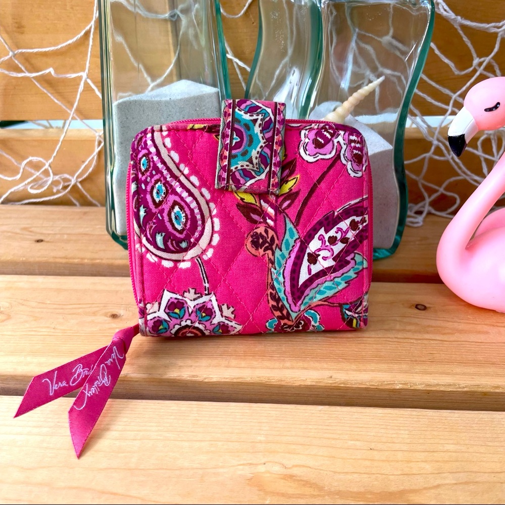 Vera Bradley " Call Me Coral " Mini Zip Wallet